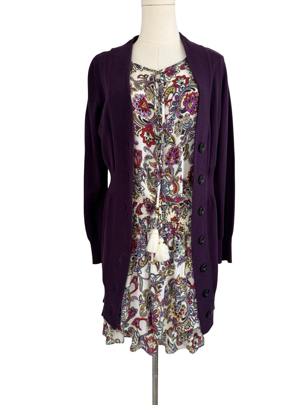 Banana Republic Dress S Floral + Kenneth Cole Cardigan Small Bundle